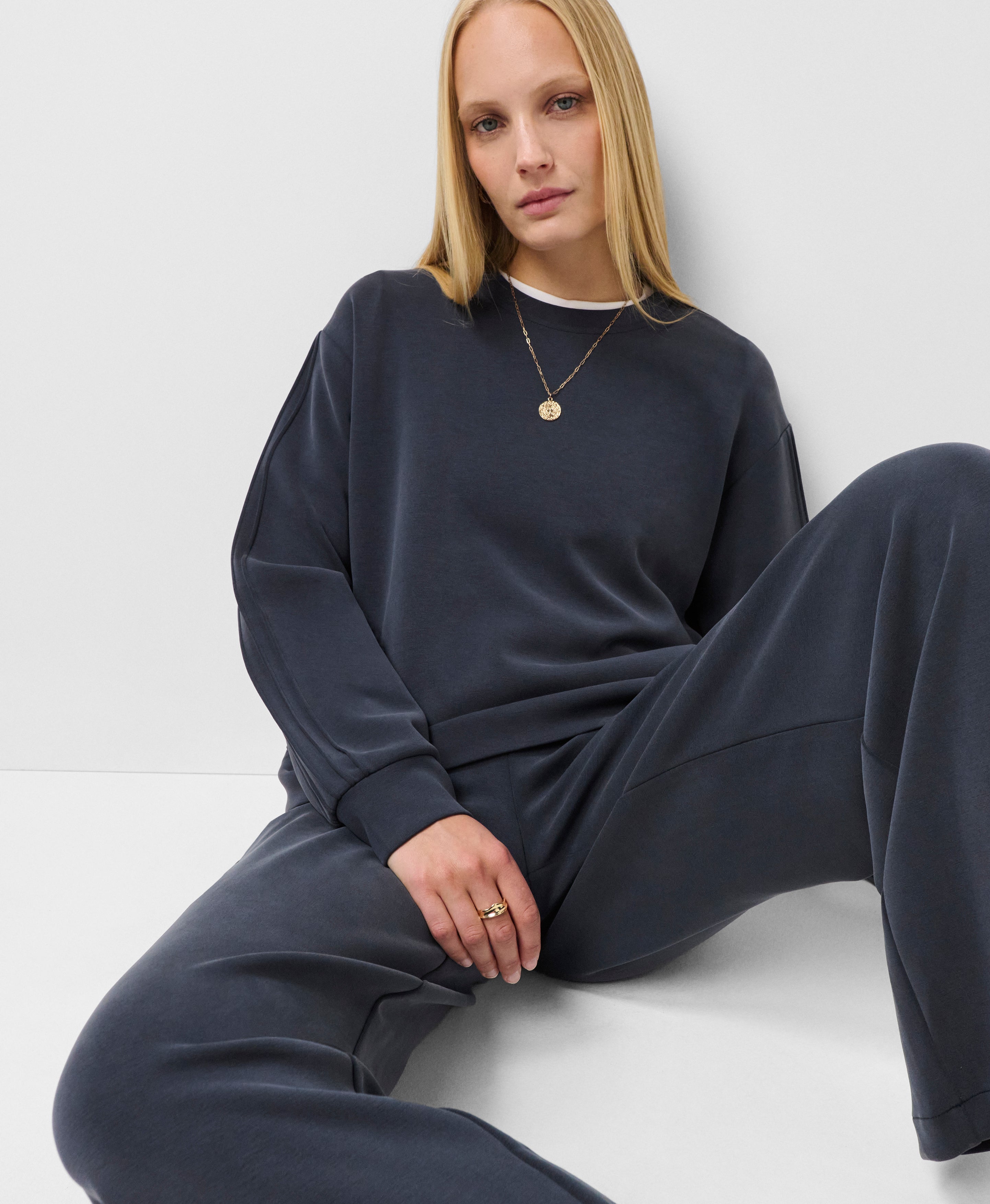 Sand Wash Pin Tuck Sweatshirt