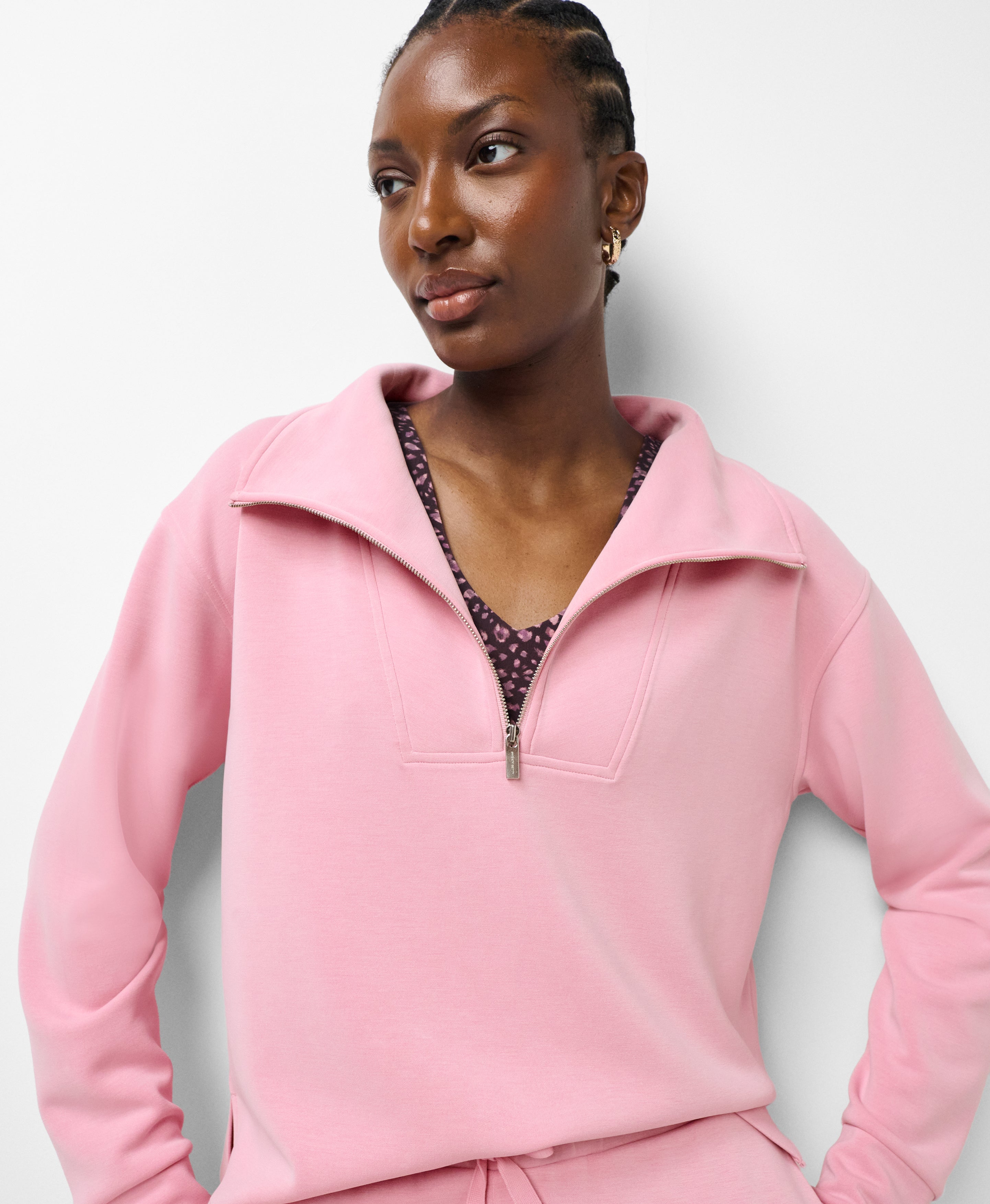 Sand Wash Half Zip Crop Sweatshirt
