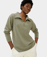 Sand Wash Half Zip Longline Sweatshirt