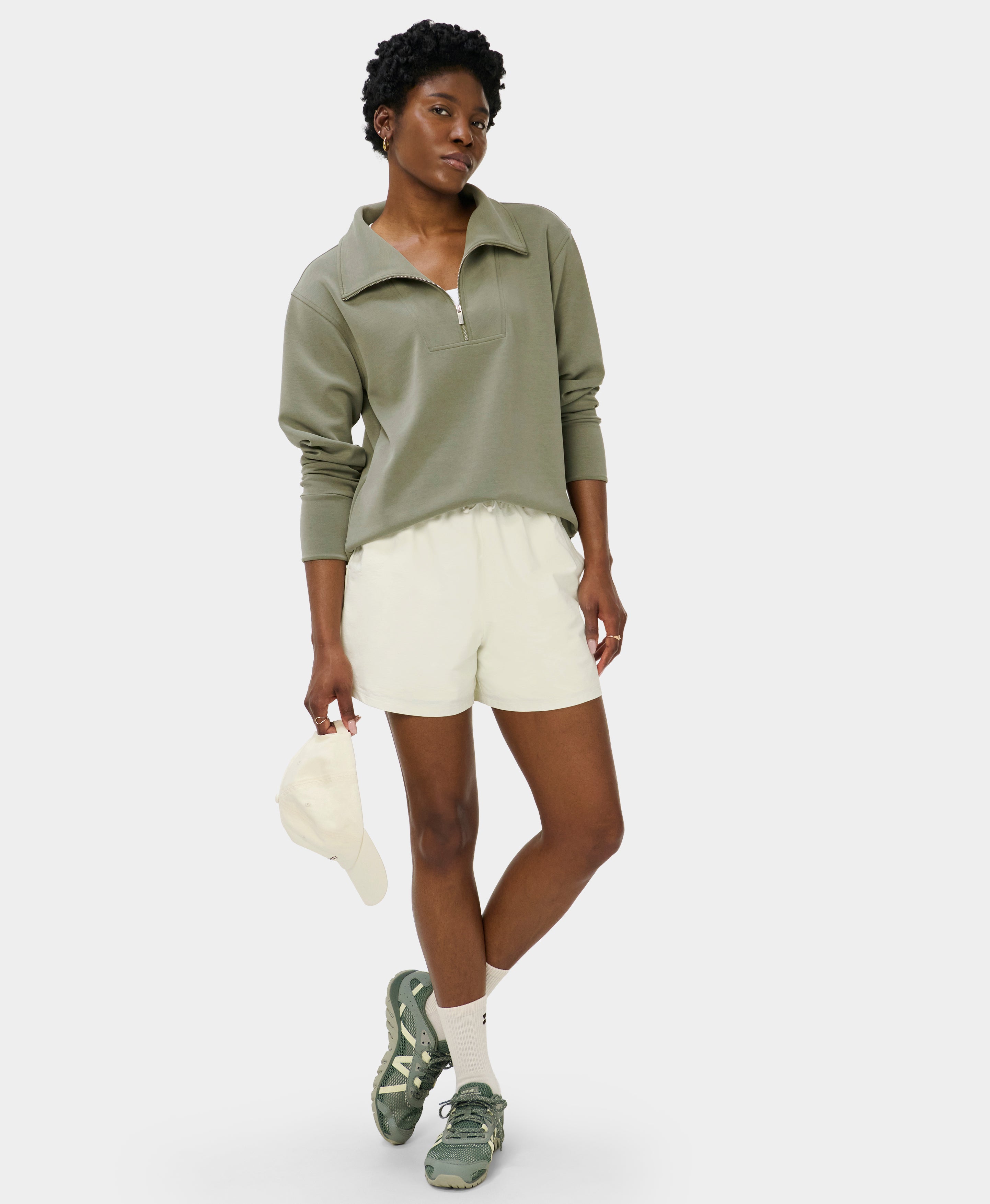 Sand Wash Half Zip Longline Sweatshirt