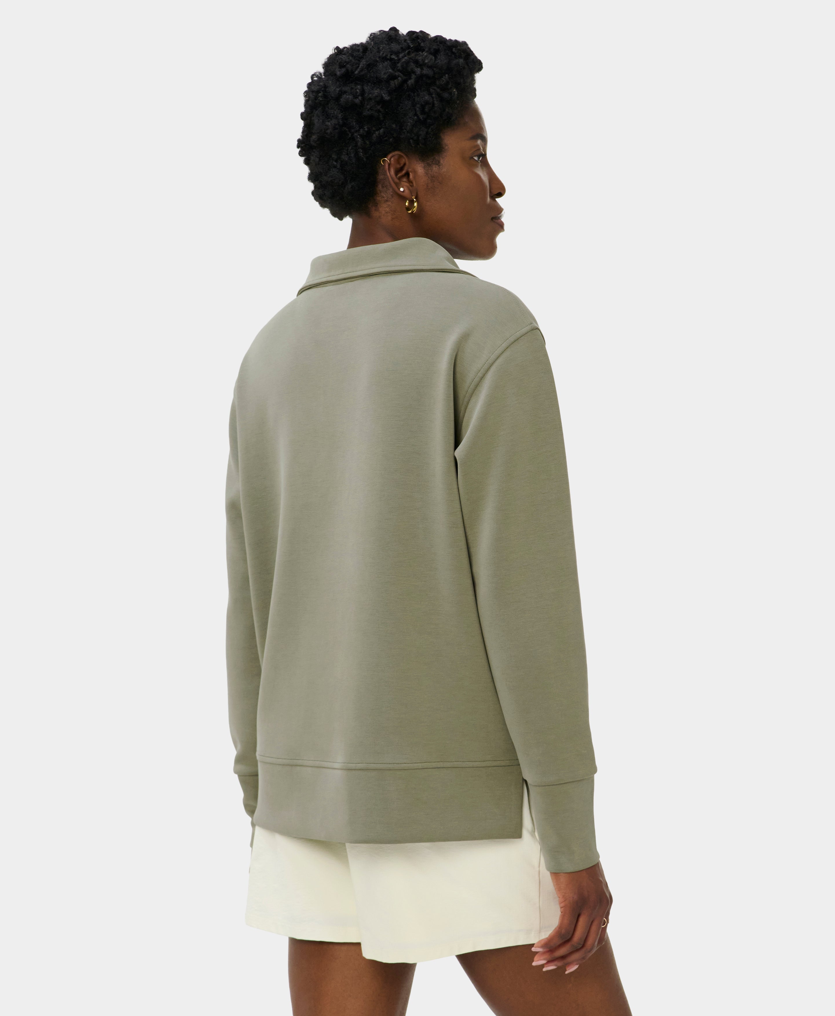 Sand Wash Half Zip Longline Sweatshirt