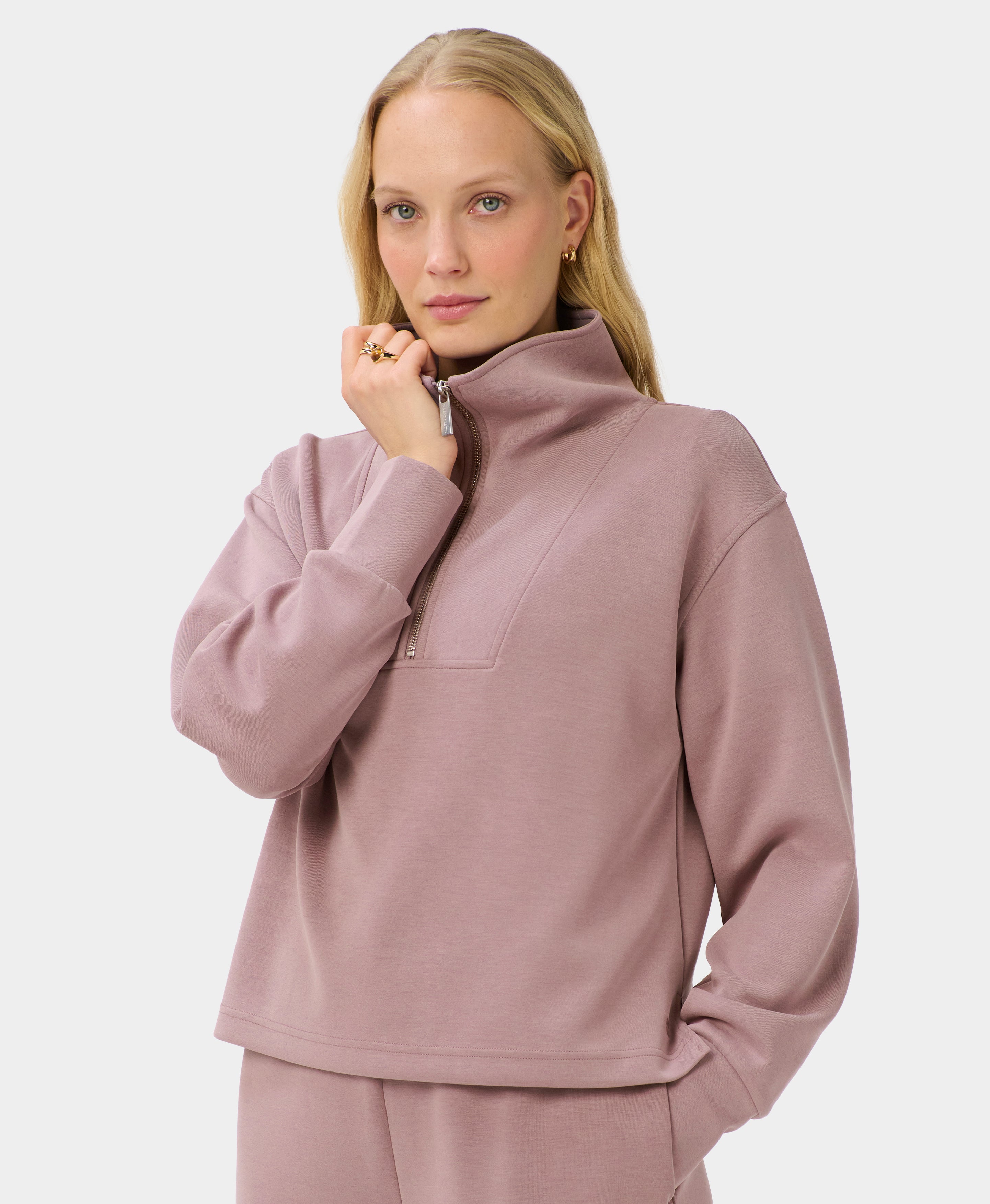 Sand Wash Half Zip Crop Sweatshirt