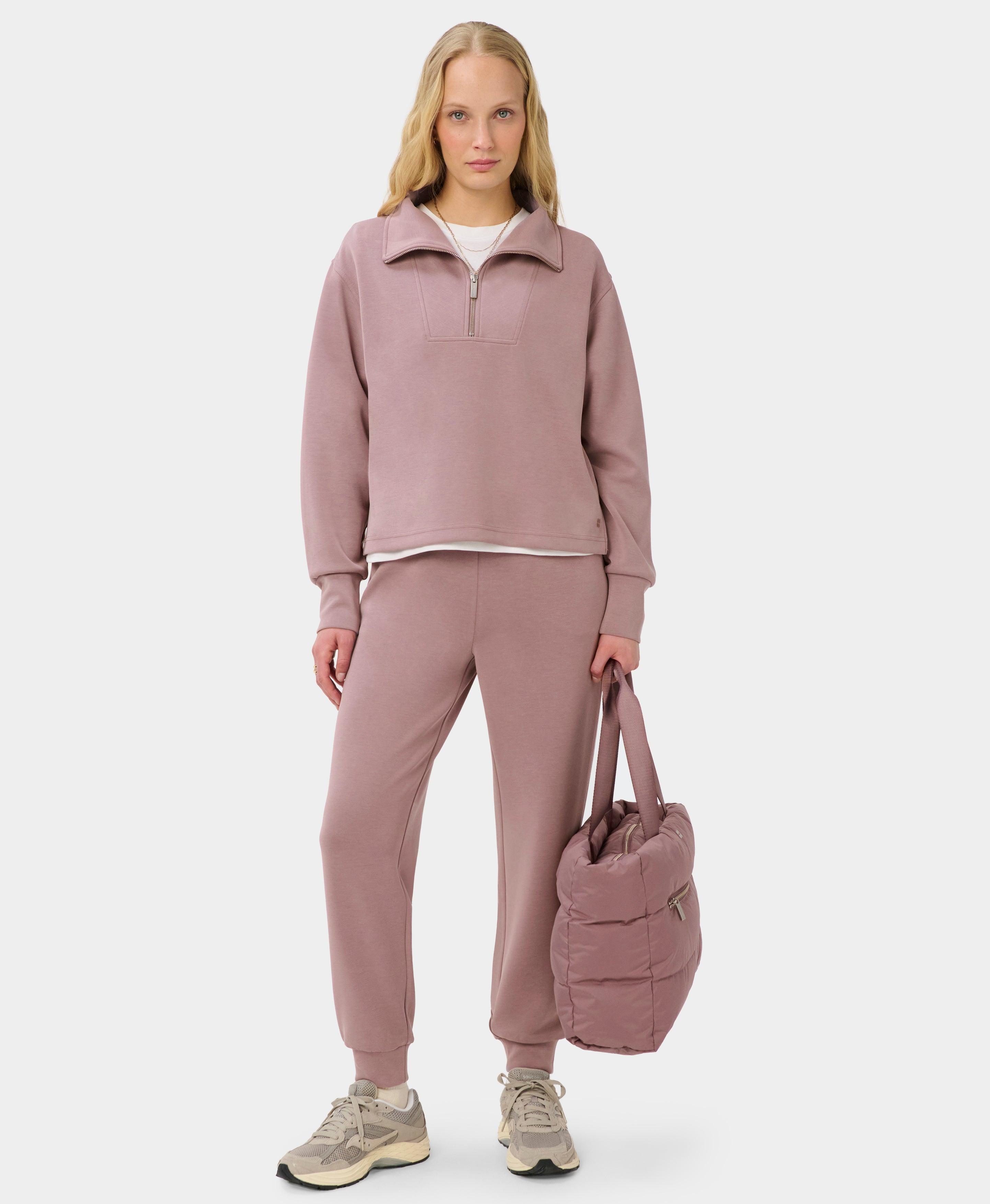 Sand Wash Half Zip Crop Sweatshirt