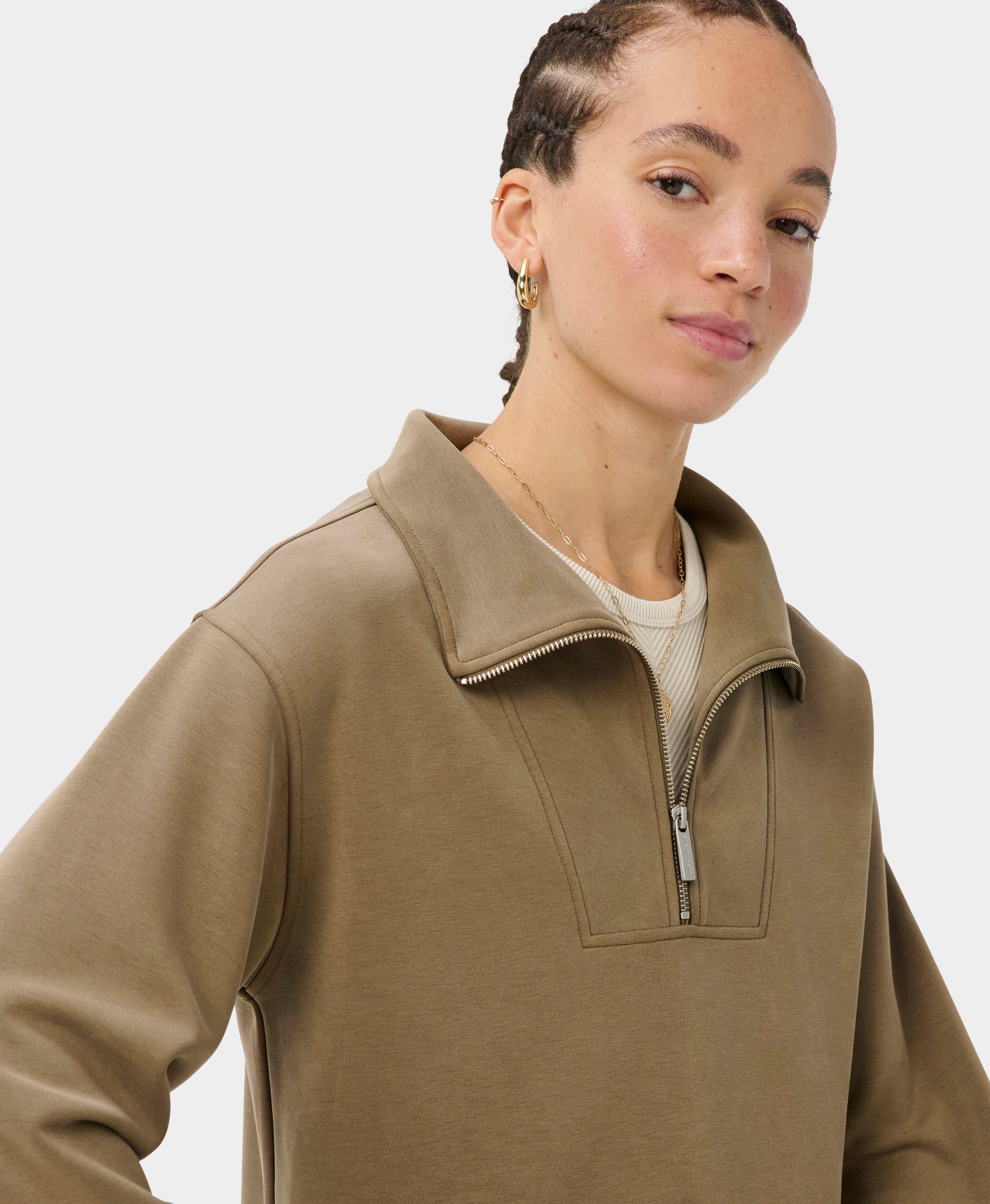 Sand Wash Half Zip Crop Sweatshirt