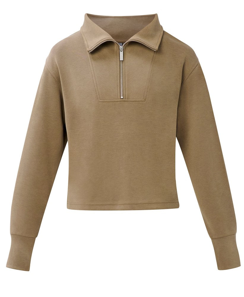 Sand Wash Half Zip Crop Sweatshirt