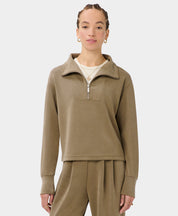 Sand Wash Half Zip Crop Sweatshirt