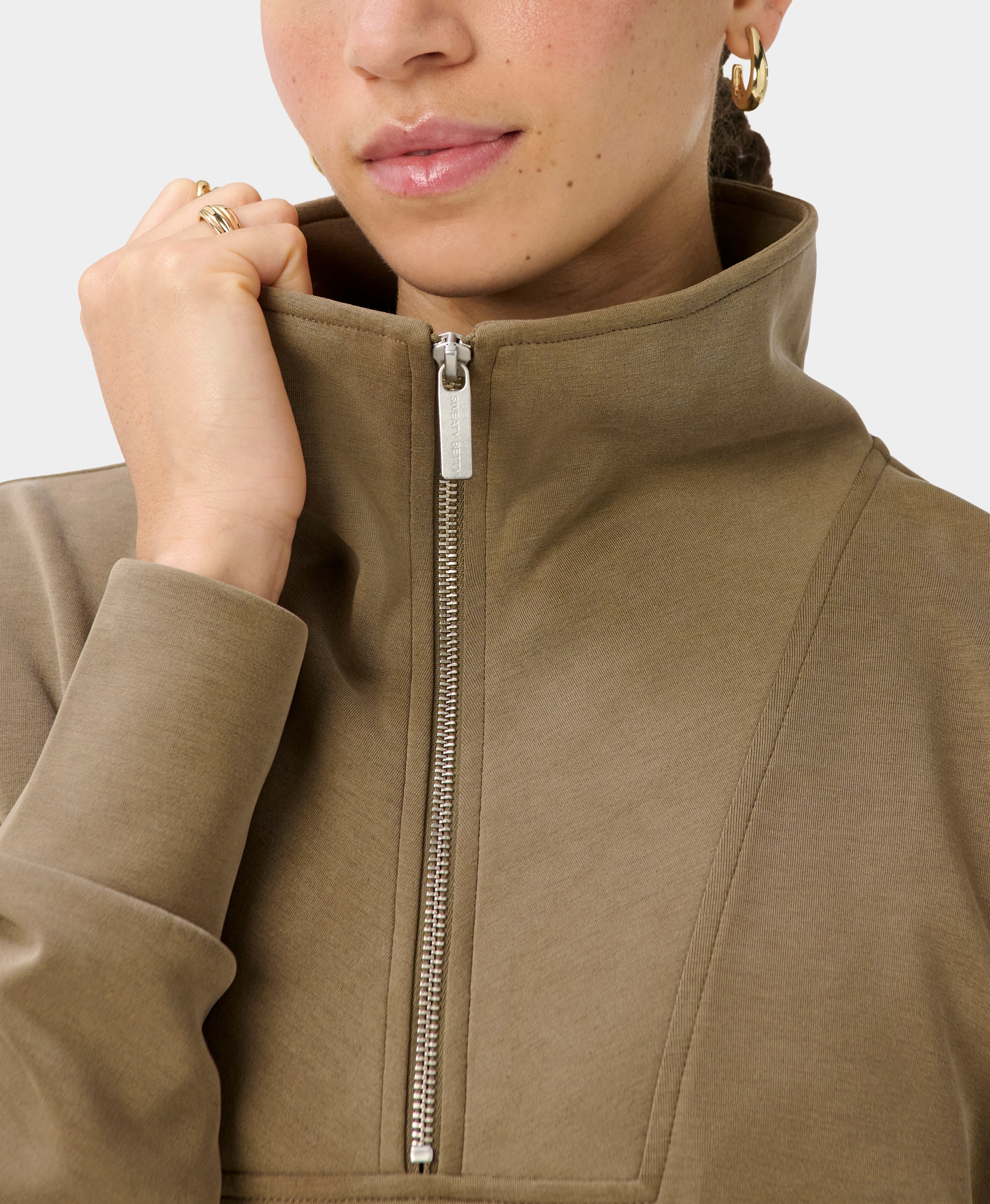 Sand Wash Half Zip Crop Sweatshirt