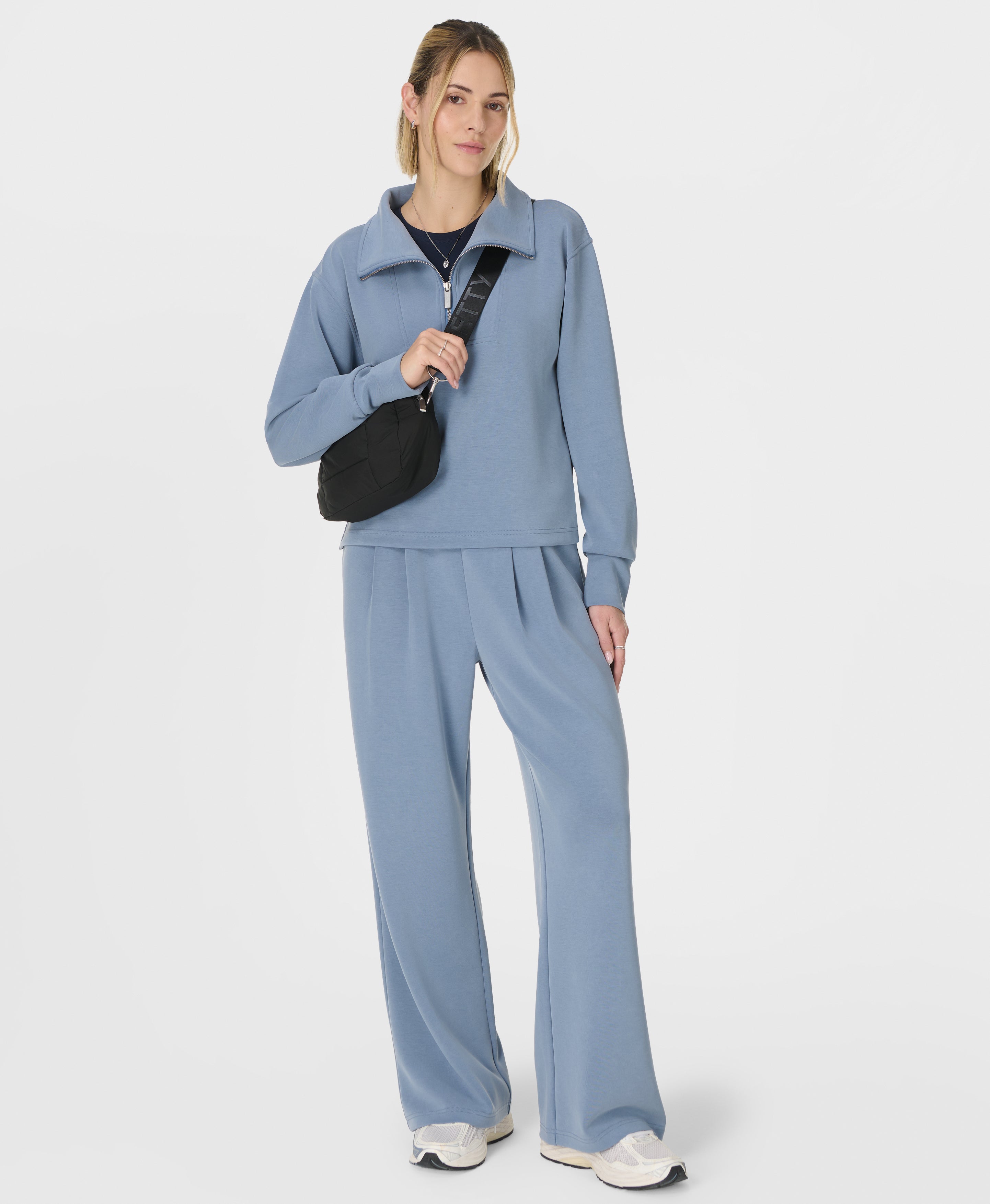 Sand Wash Half Zip Crop Sweatshirt