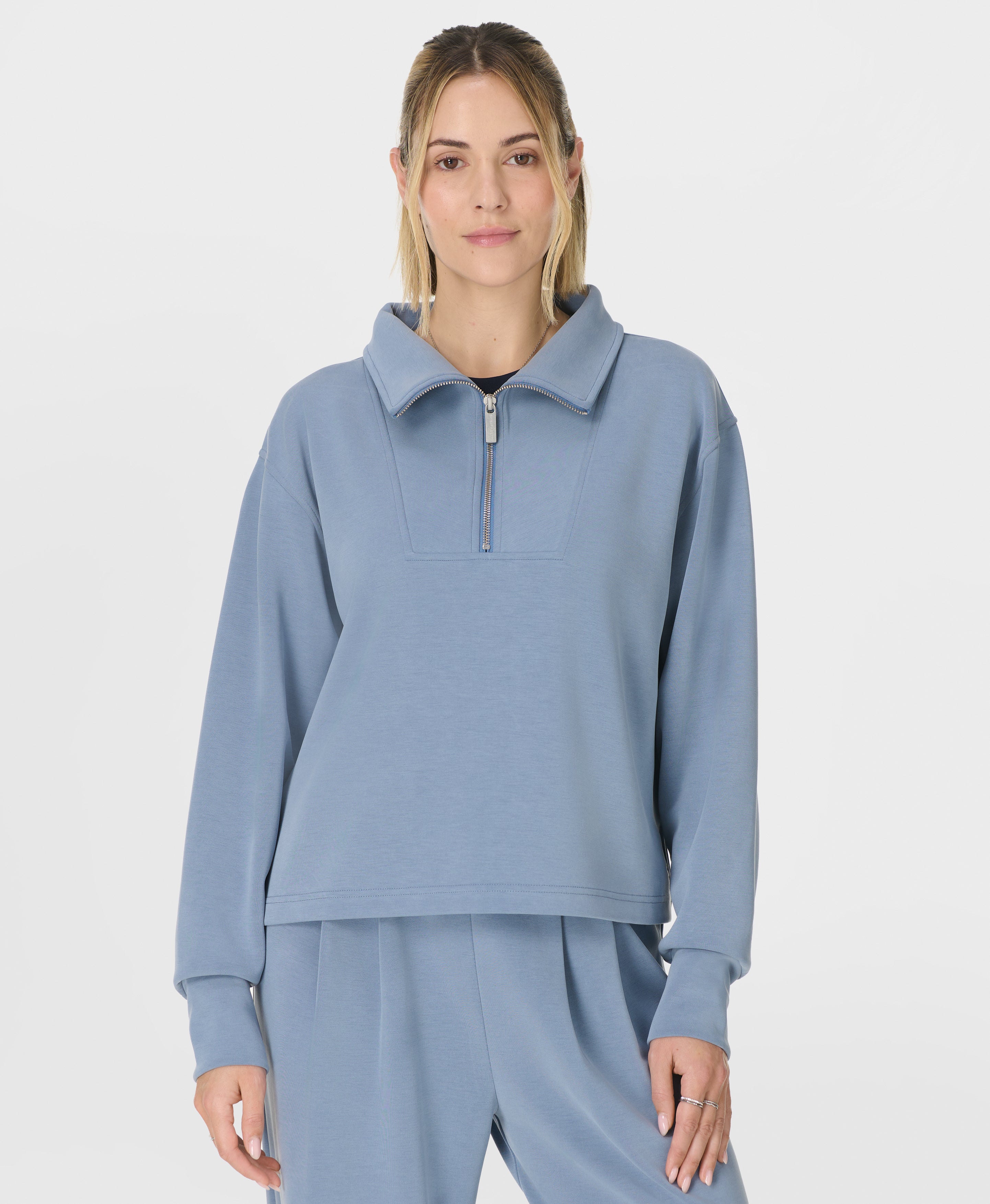 Sand Wash Half Zip Crop Sweatshirt