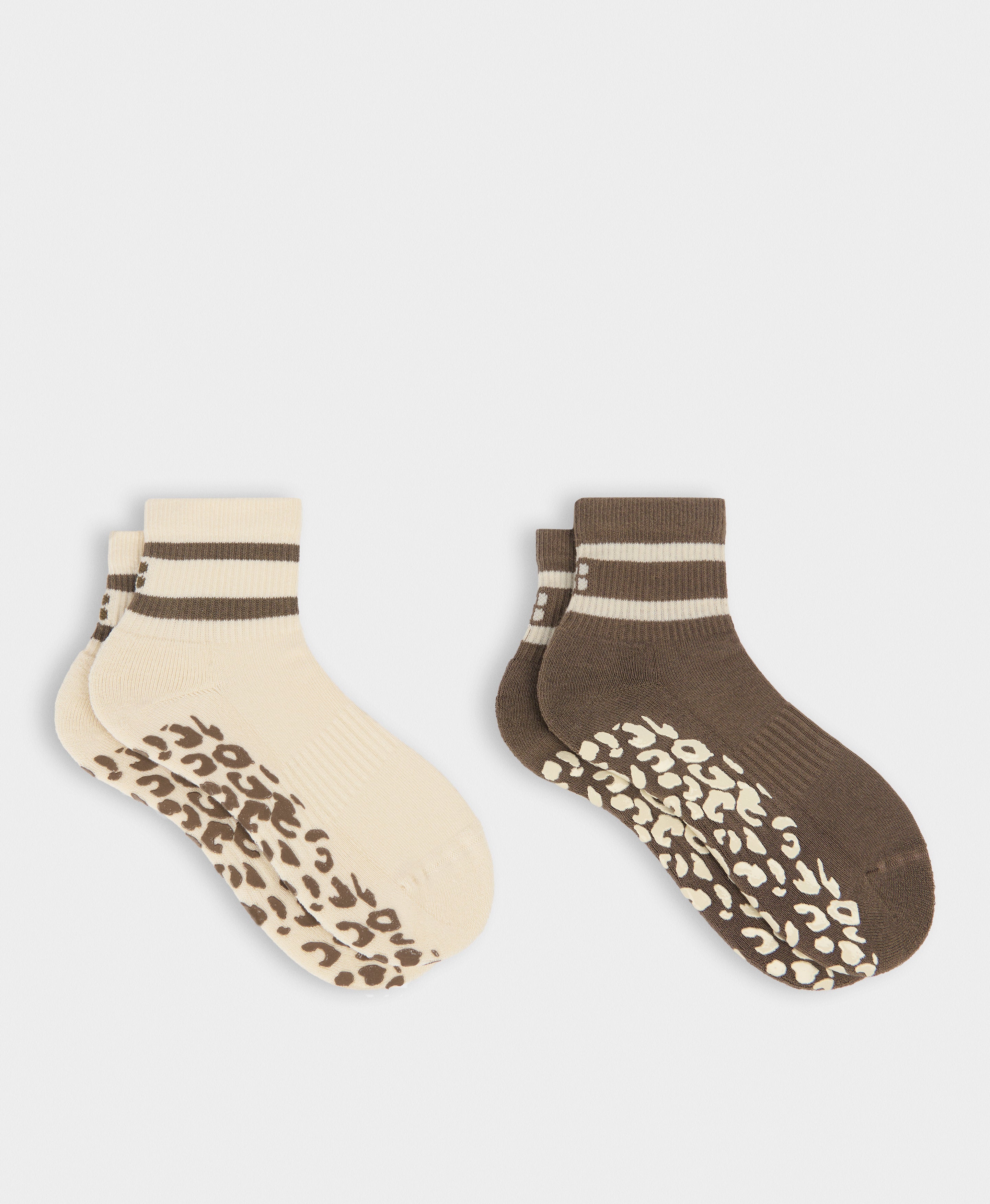 Animal Print Mini Pilates Crew Gripper 2 Pack