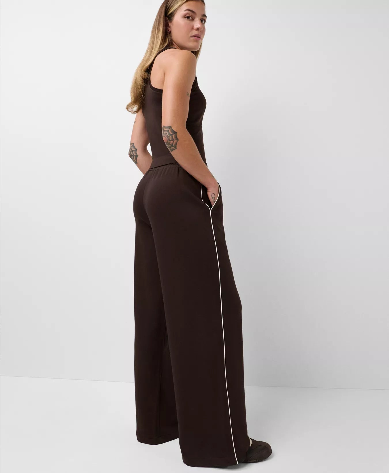 After Class Piped Wide Leg Trouser